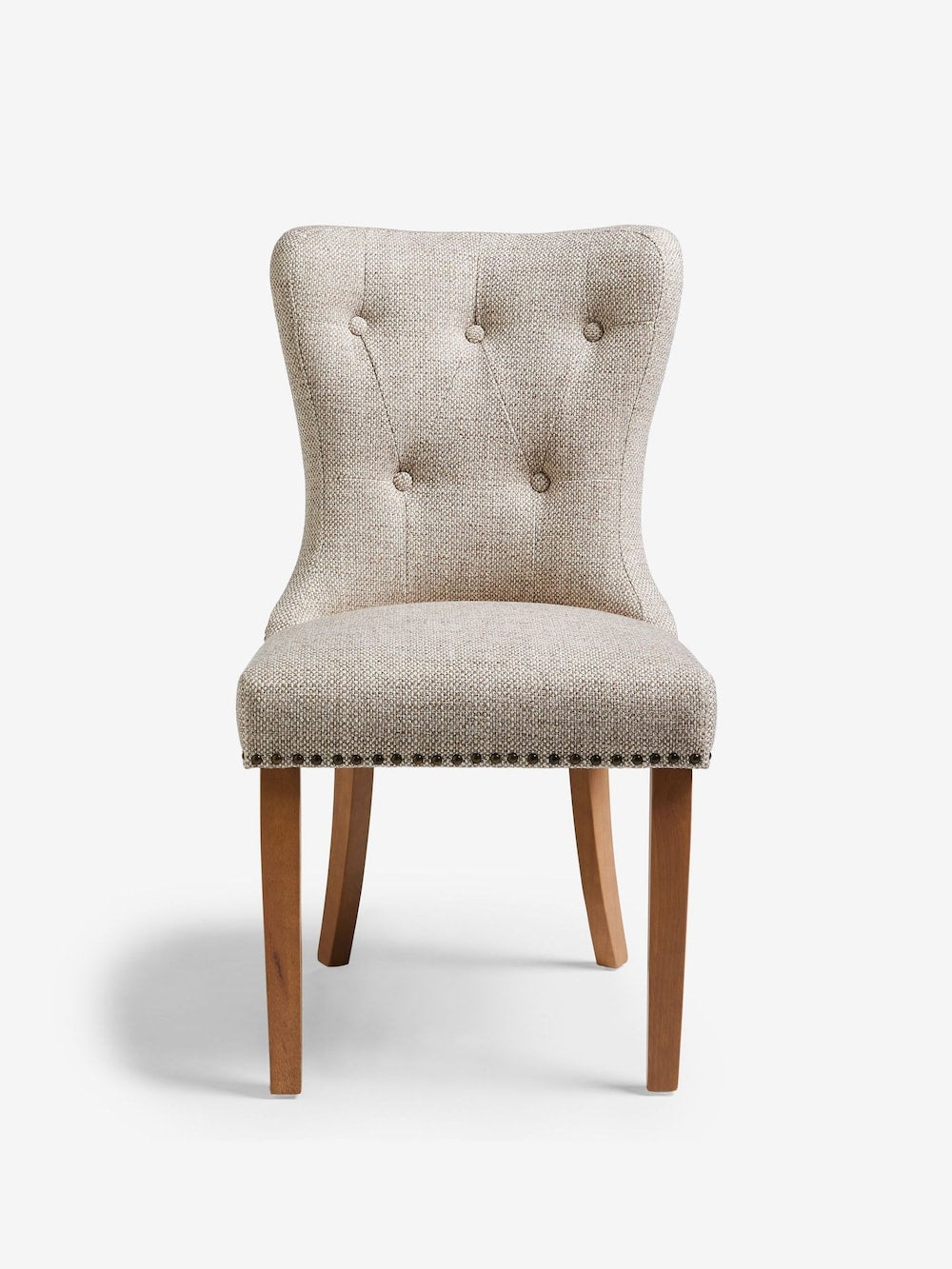 Set of 2 Chunky Weave Mid Natural Blair Light Wood Leg Button Dining Chairs