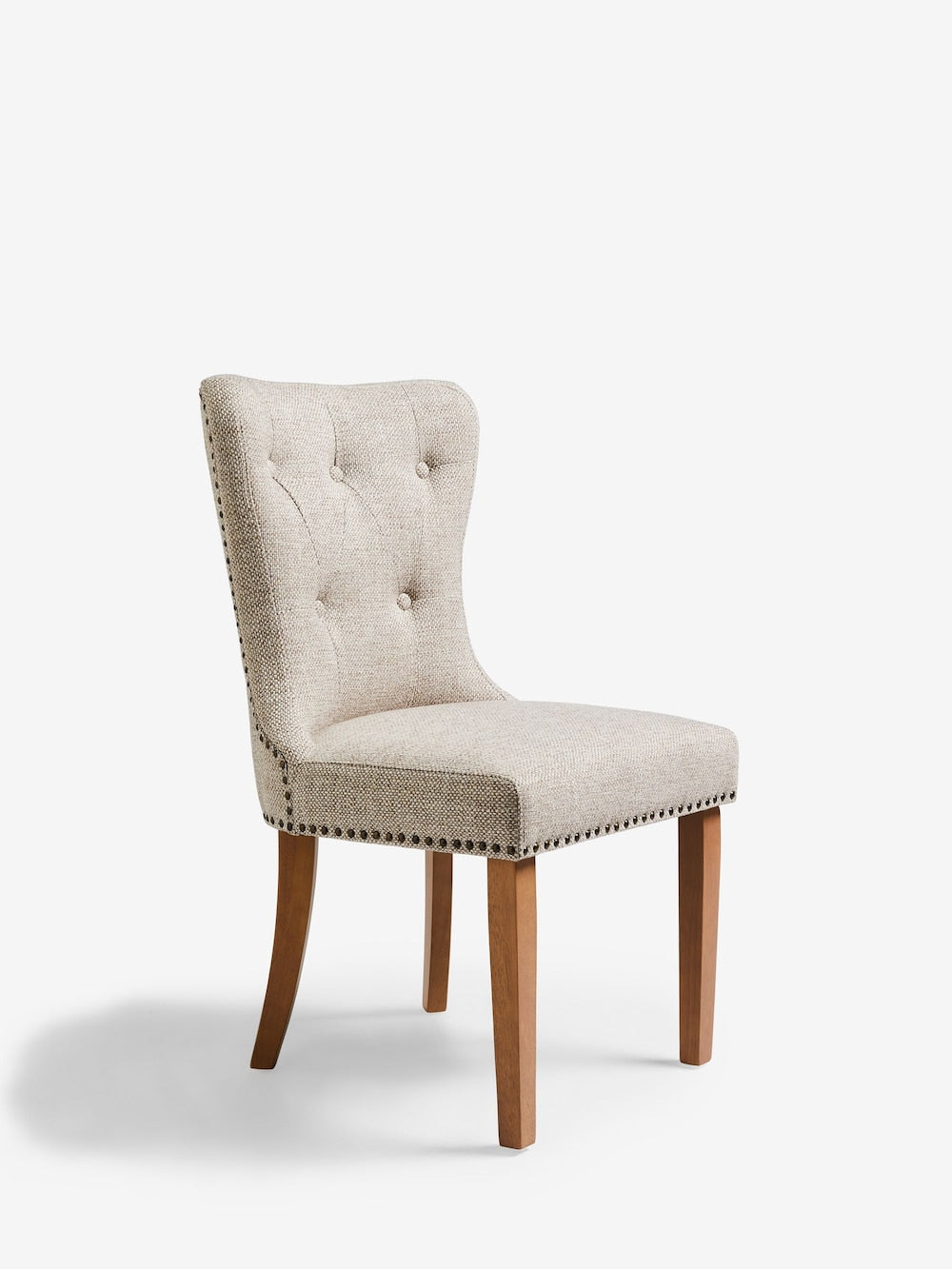 Set of 2 Chunky Weave Mid Natural Blair Light Wood Leg Button Dining Chairs